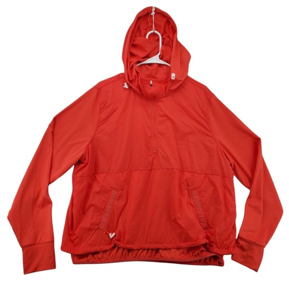 AVIA Shirt Women's Long Sleeve 1/4 Zip Hooded Pullover w/ Toggles Orange XL - Picture 1 of 12